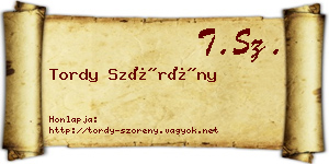 Tordy Szörény névjegykártya